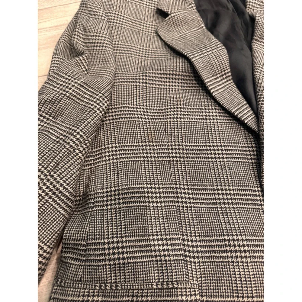 Mens Chaps Ralph Lauren Grey Plaid Two Button Blazer Notched Lapel Sport Coat